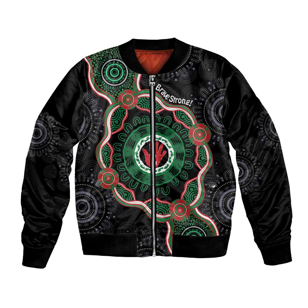 Australia Bowel Cancer Awareness Month Bomber Jacket Brave Strong Aboriginal Art