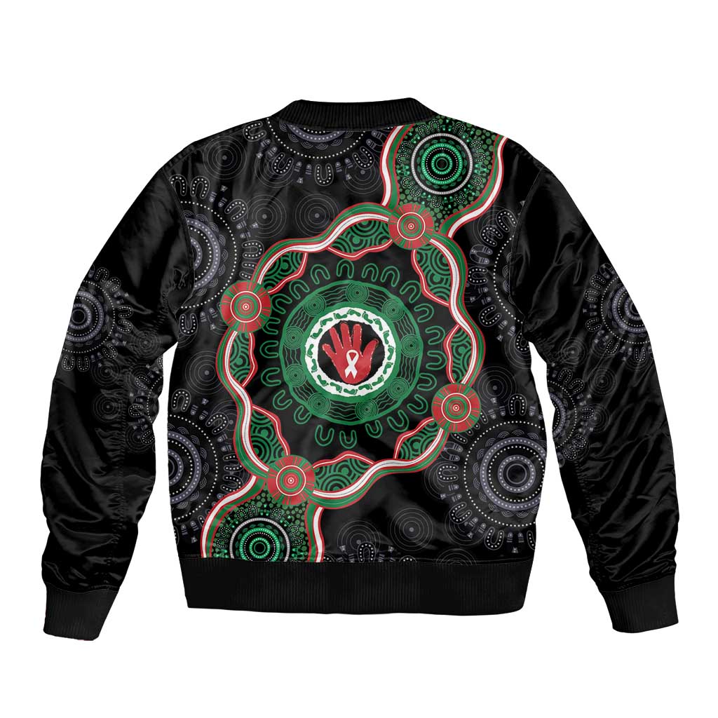 Australia Bowel Cancer Awareness Month Bomber Jacket Brave Strong Aboriginal Art