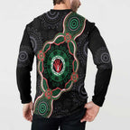 Australia Bowel Cancer Awareness Month Button Sweatshirt Brave Strong Aboriginal Art