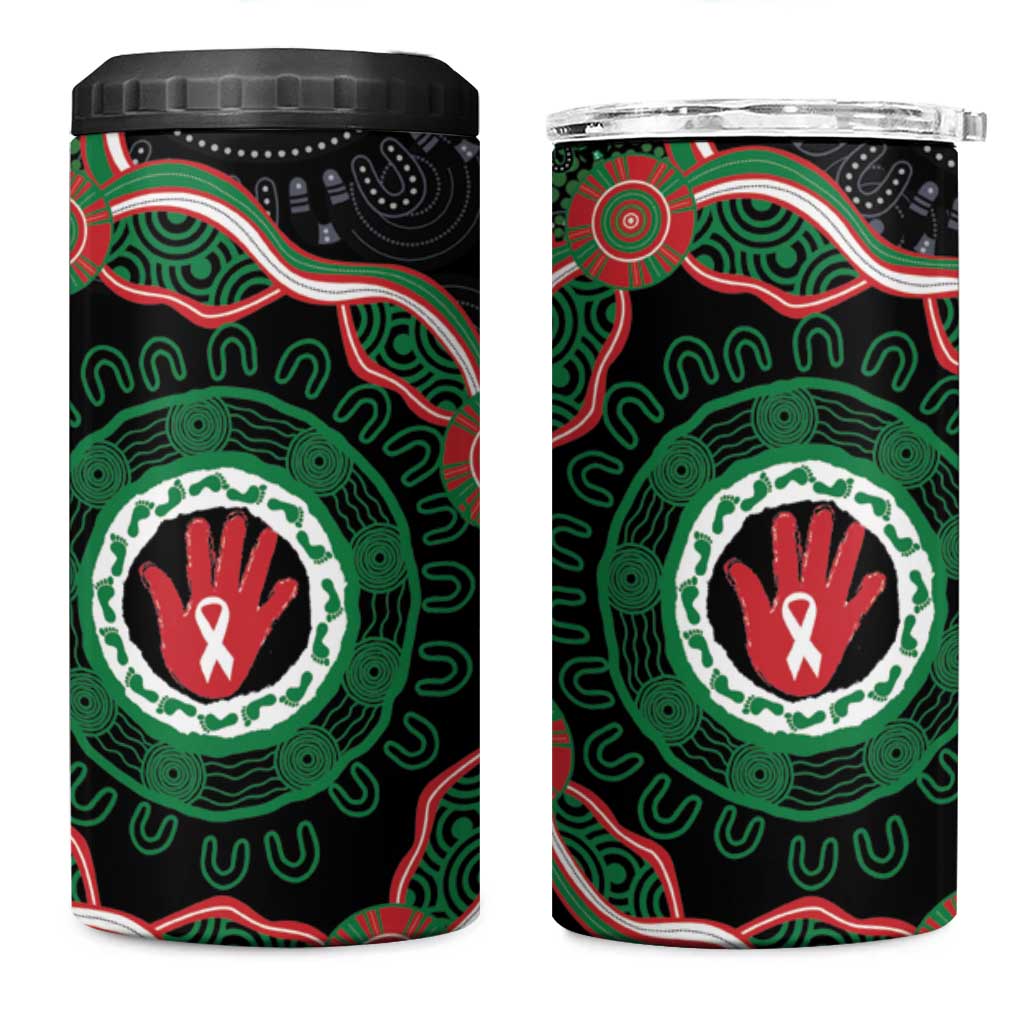 Australia Bowel Cancer Awareness Month 4 in 1 Can Cooler Tumbler Brave Strong Aboriginal Art