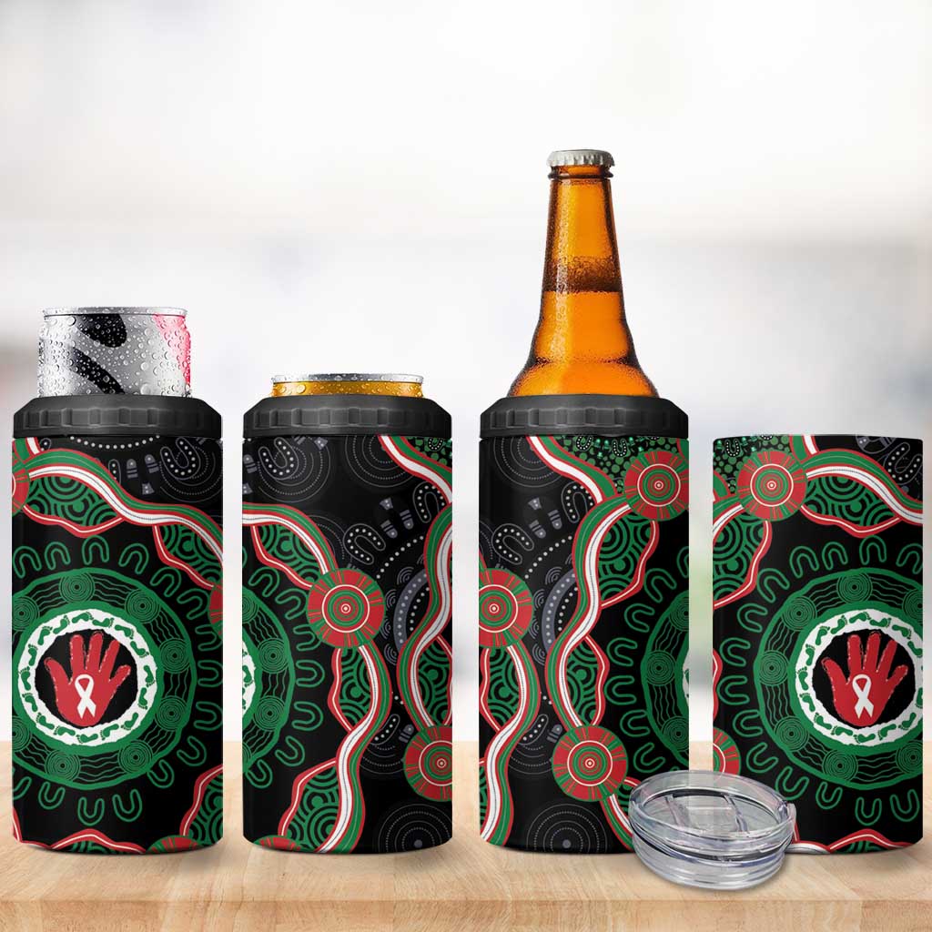 Australia Bowel Cancer Awareness Month 4 in 1 Can Cooler Tumbler Brave Strong Aboriginal Art