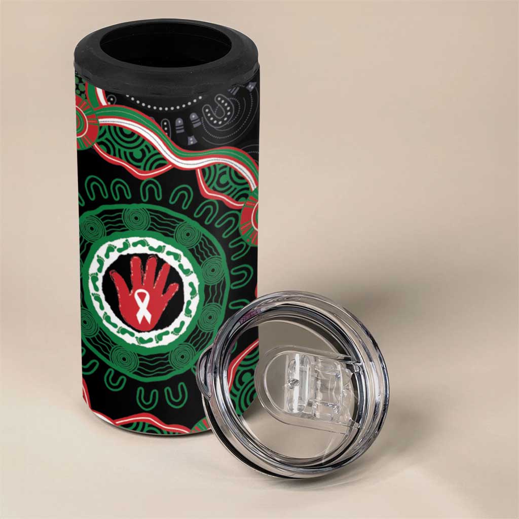 Australia Bowel Cancer Awareness Month 4 in 1 Can Cooler Tumbler Brave Strong Aboriginal Art