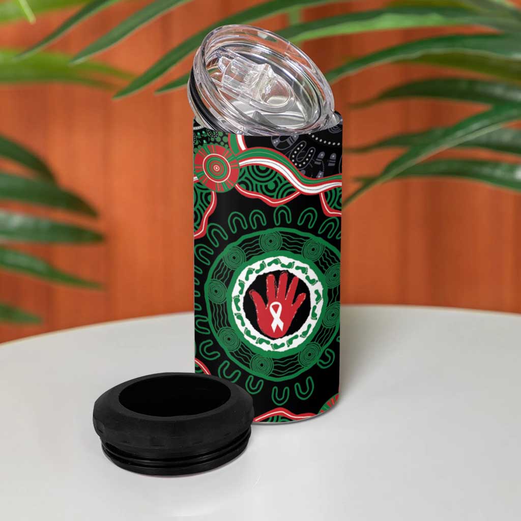 Australia Bowel Cancer Awareness Month 4 in 1 Can Cooler Tumbler Brave Strong Aboriginal Art