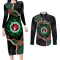 Australia Bowel Cancer Awareness Month Couples Matching Long Sleeve Bodycon Dress and Long Sleeve Button Shirt Brave Strong Aboriginal Art