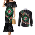 Australia Bowel Cancer Awareness Month Couples Matching Mermaid Dress and Long Sleeve Button Shirt Brave Strong Aboriginal Art