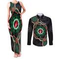 Australia Bowel Cancer Awareness Month Couples Matching Tank Maxi Dress and Long Sleeve Button Shirt Brave Strong Aboriginal Art