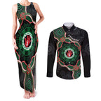Australia Bowel Cancer Awareness Month Couples Matching Tank Maxi Dress and Long Sleeve Button Shirt Brave Strong Aboriginal Art