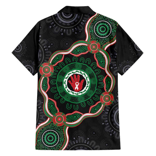 Australia Bowel Cancer Awareness Month Family Matching Long Sleeve Bodycon Dress and Hawaiian Shirt Brave Strong Aboriginal Art