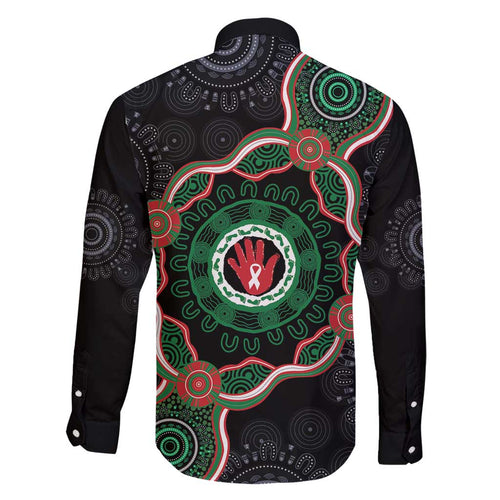 Australia Bowel Cancer Awareness Month Family Matching Long Sleeve Bodycon Dress and Hawaiian Shirt Brave Strong Aboriginal Art