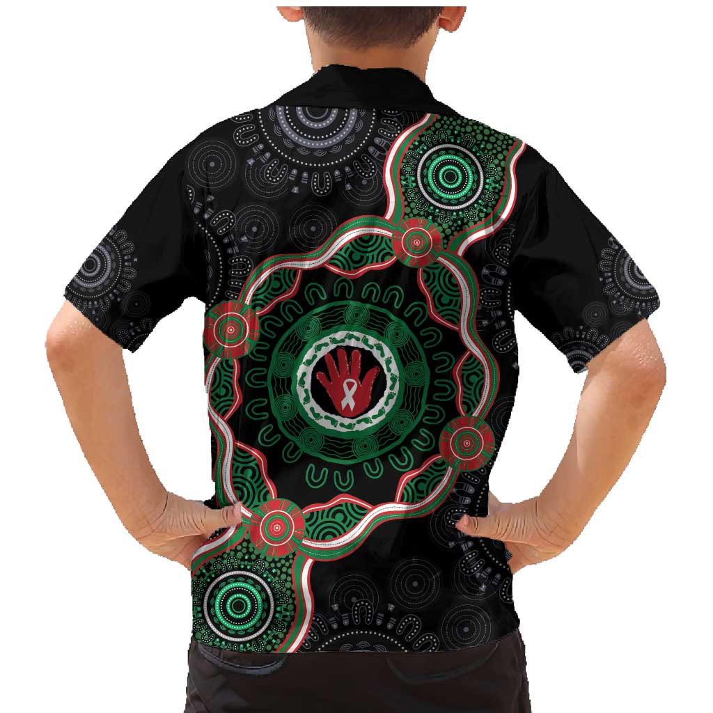 Australia Bowel Cancer Awareness Month Family Matching Mermaid Dress and Hawaiian Shirt Brave Strong Aboriginal Art