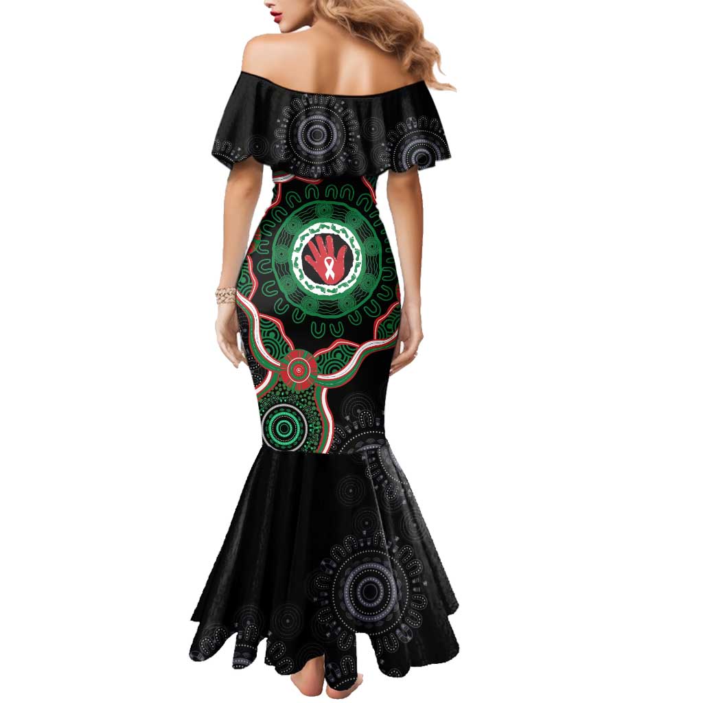 Australia Bowel Cancer Awareness Month Family Matching Mermaid Dress and Hawaiian Shirt Brave Strong Aboriginal Art