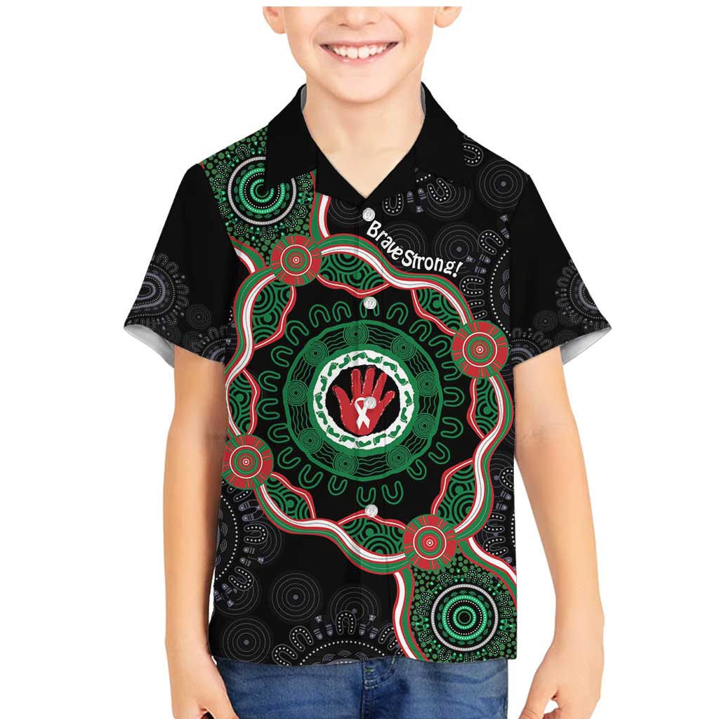 Australia Bowel Cancer Awareness Month Family Matching Mermaid Dress and Hawaiian Shirt Brave Strong Aboriginal Art