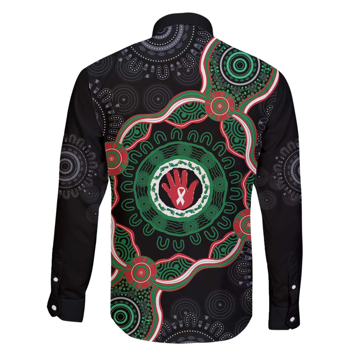 Australia Bowel Cancer Awareness Month Family Matching Off The Shoulder Long Sleeve Dress and Hawaiian Shirt Brave Strong Aboriginal Art