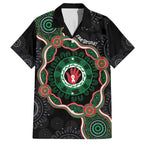 Australia Bowel Cancer Awareness Month Family Matching Off Shoulder Short Dress and Hawaiian Shirt Brave Strong Aboriginal Art