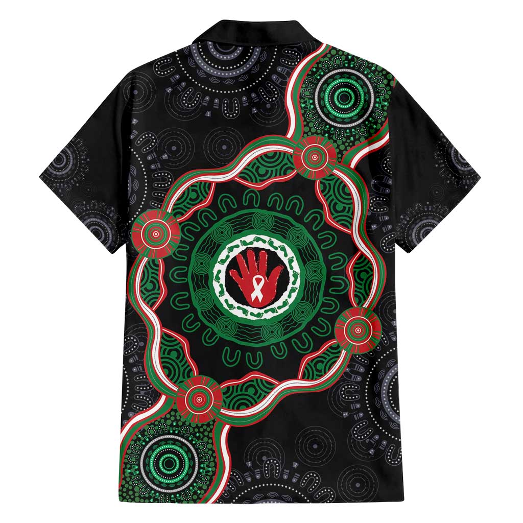 Australia Bowel Cancer Awareness Month Family Matching Puletasi and Hawaiian Shirt Brave Strong Aboriginal Art