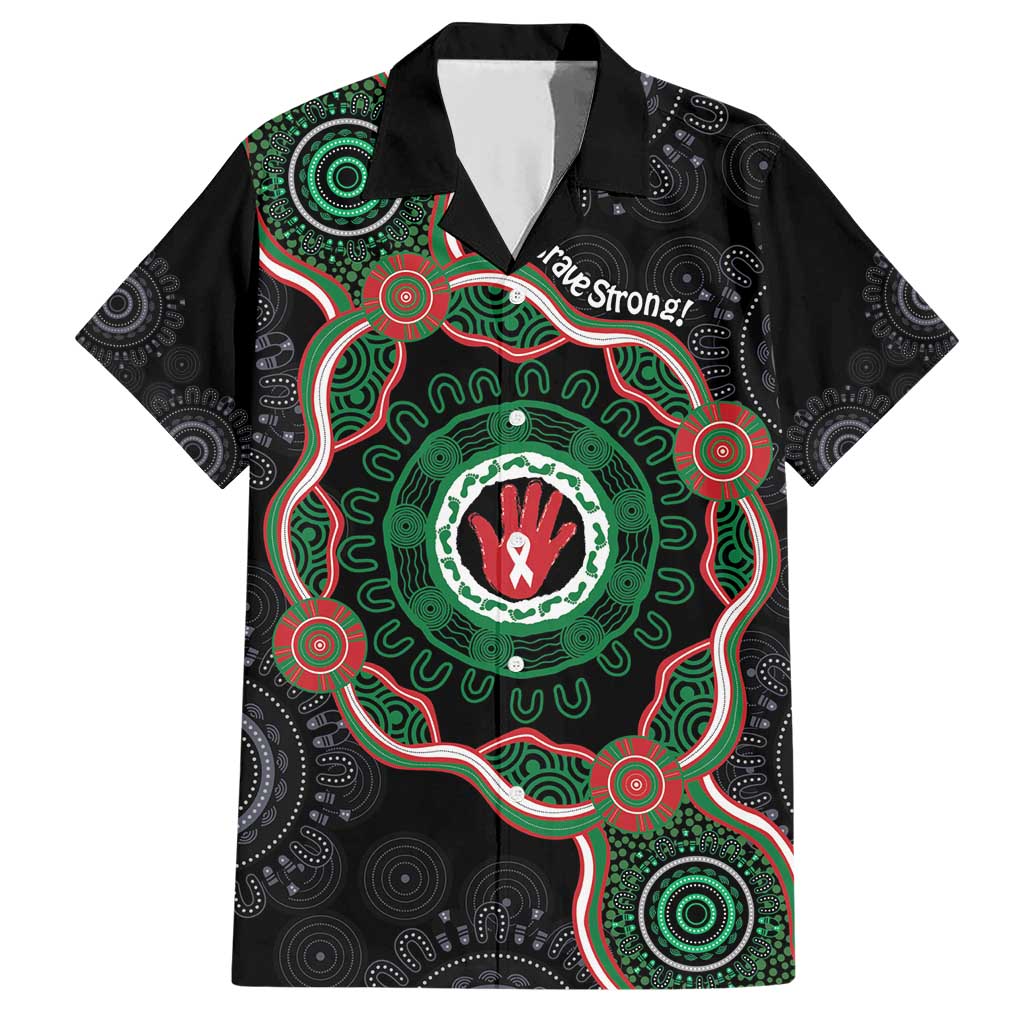 Australia Bowel Cancer Awareness Month Family Matching Short Sleeve Bodycon Dress and Hawaiian Shirt Brave Strong Aboriginal Art