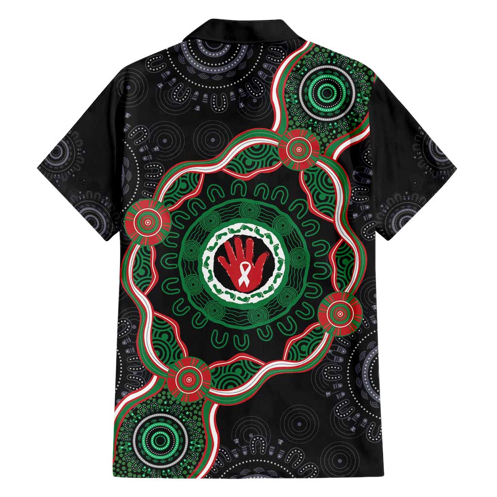 Australia Bowel Cancer Awareness Month Family Matching Short Sleeve Bodycon Dress and Hawaiian Shirt Brave Strong Aboriginal Art