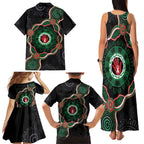 Australia Bowel Cancer Awareness Month Family Matching Tank Maxi Dress and Hawaiian Shirt Brave Strong Aboriginal Art