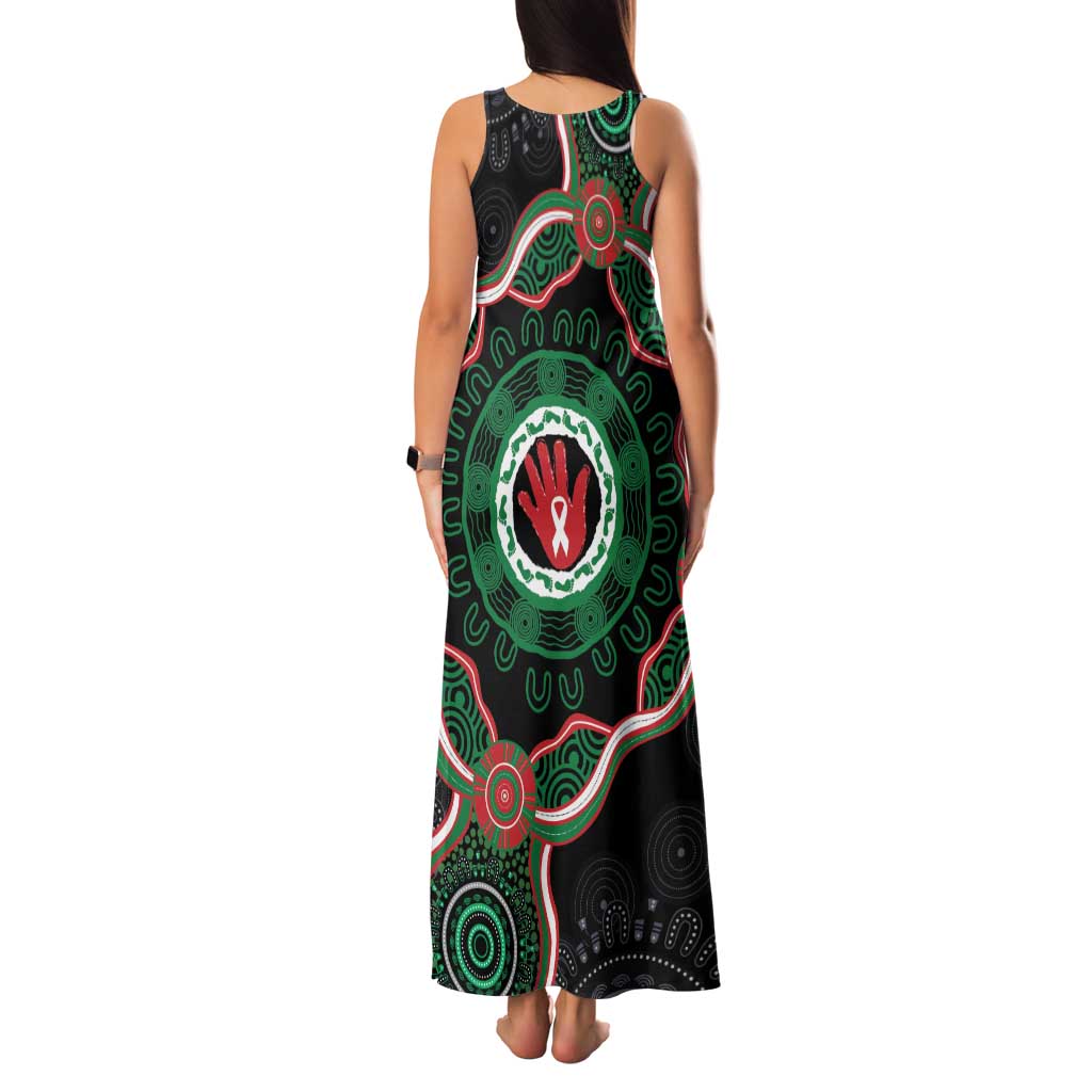 Australia Bowel Cancer Awareness Month Family Matching Tank Maxi Dress and Hawaiian Shirt Brave Strong Aboriginal Art