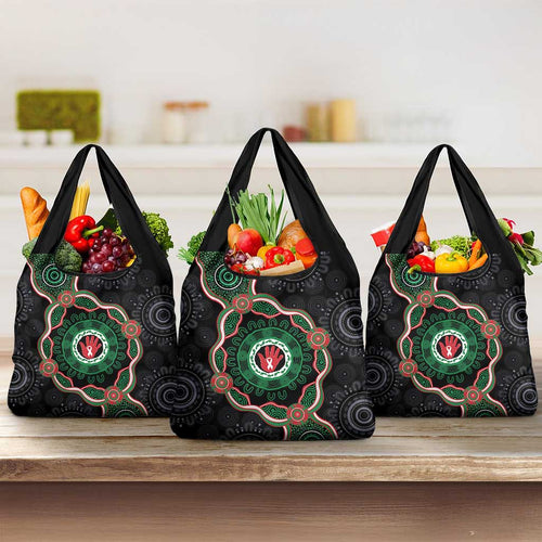Australia Bowel Cancer Awareness Month Grocery Bag Brave Strong Aboriginal Art