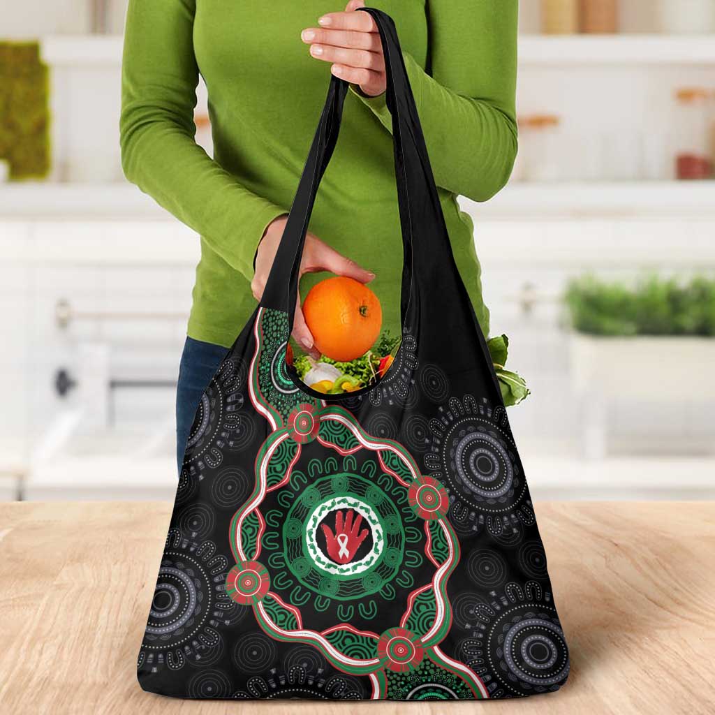 Australia Bowel Cancer Awareness Month Grocery Bag Brave Strong Aboriginal Art