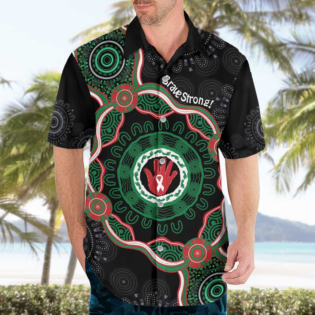Australia Bowel Cancer Awareness Month Hawaiian Shirt Brave Strong Aboriginal Art