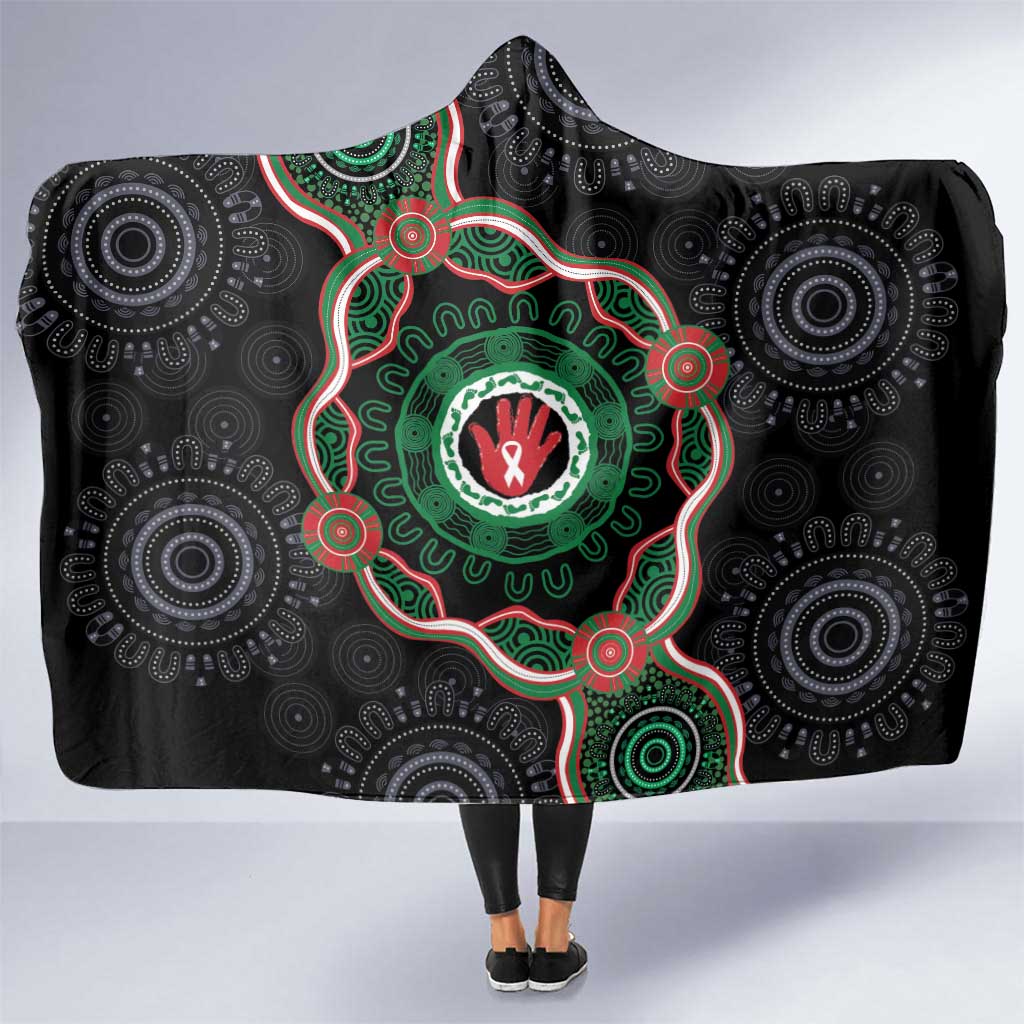 Australia Bowel Cancer Awareness Month Hooded Blanket Brave Strong Aboriginal Art