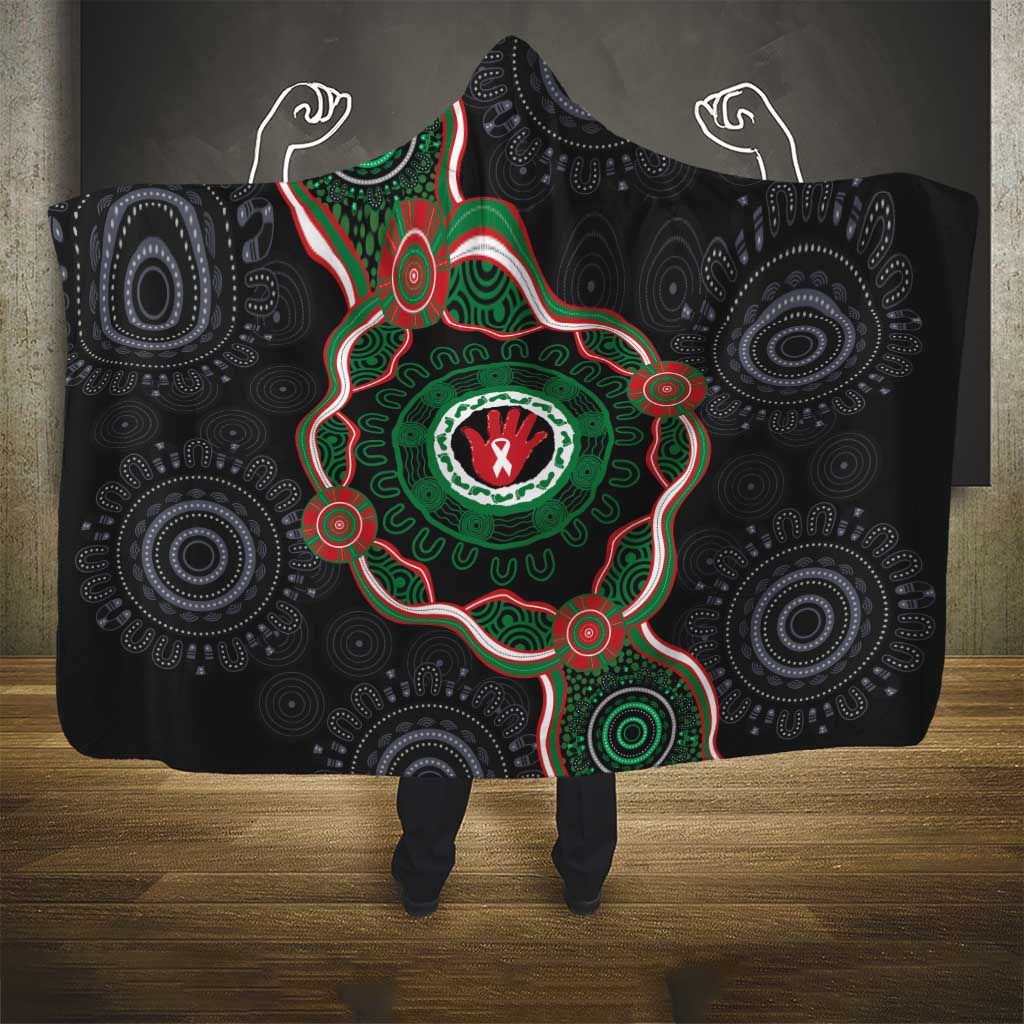 Australia Bowel Cancer Awareness Month Hooded Blanket Brave Strong Aboriginal Art
