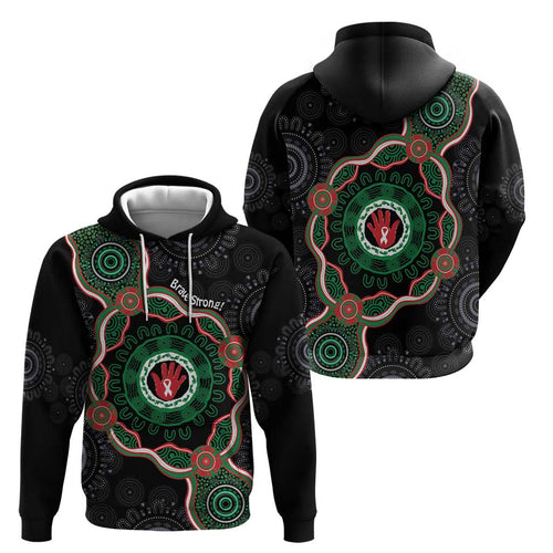 Australia Bowel Cancer Awareness Month Hoodie Brave Strong Aboriginal Art