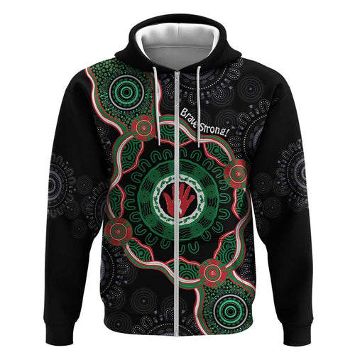 Australia Bowel Cancer Awareness Month Hoodie Brave Strong Aboriginal Art