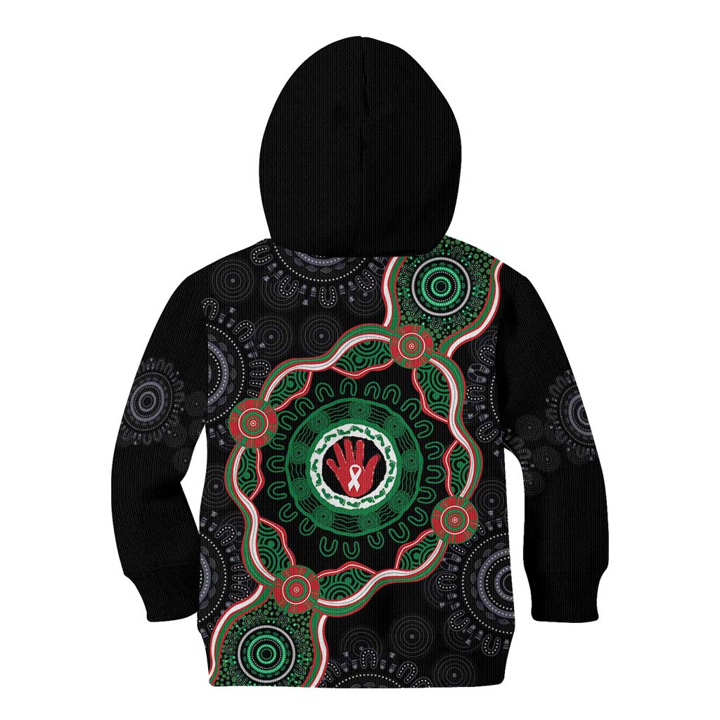 Australia Bowel Cancer Awareness Month Kid Hoodie Brave Strong Aboriginal Art