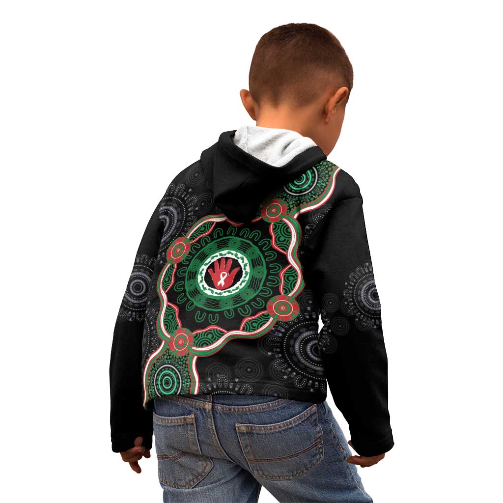 Australia Bowel Cancer Awareness Month Kid Hoodie Brave Strong Aboriginal Art