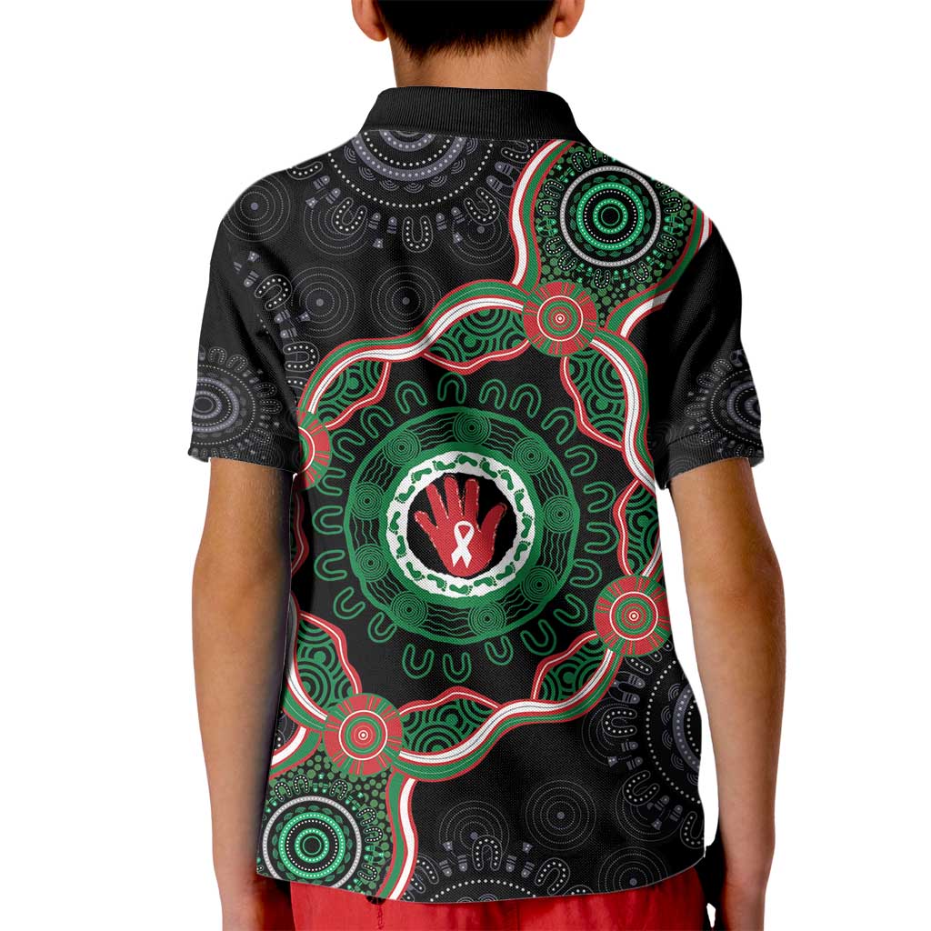 Australia Bowel Cancer Awareness Month Kid Polo Shirt Brave Strong Aboriginal Art