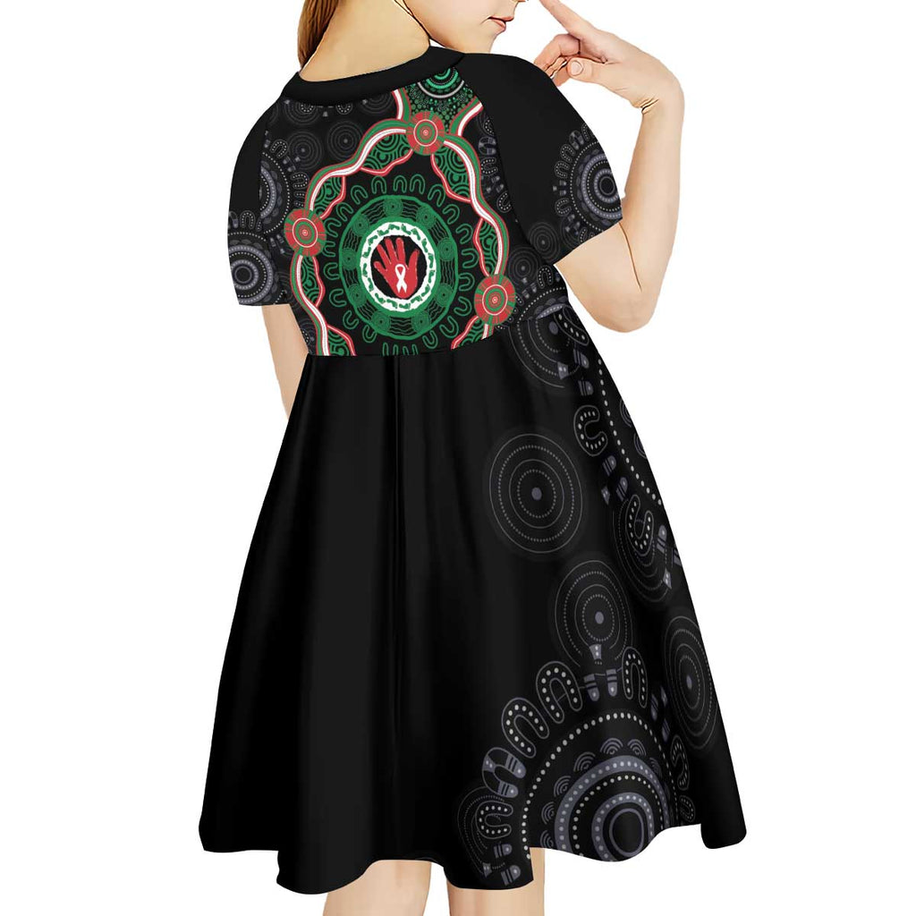 Australia Bowel Cancer Awareness Month Kid Short Sleeve Dress Brave Strong Aboriginal Art
