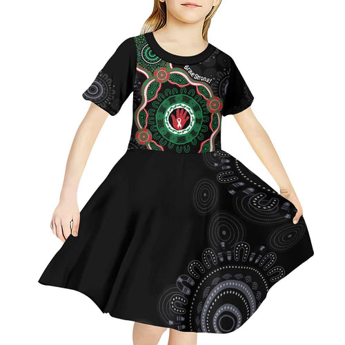 Australia Bowel Cancer Awareness Month Kid Short Sleeve Dress Brave Strong Aboriginal Art