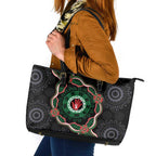 Australia Bowel Cancer Awareness Month Leather Tote Bag Brave Strong Aboriginal Art