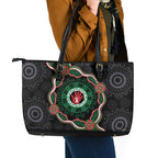 Australia Bowel Cancer Awareness Month Leather Tote Bag Brave Strong Aboriginal Art