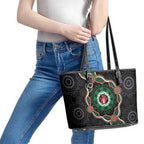 Australia Bowel Cancer Awareness Month Leather Tote Bag Brave Strong Aboriginal Art