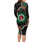Australia Bowel Cancer Awareness Month Long Sleeve Bodycon Dress Brave Strong Aboriginal Art