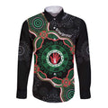 Australia Bowel Cancer Awareness Month Long Sleeve Button Shirt Brave Strong Aboriginal Art