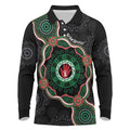 Australia Bowel Cancer Awareness Month Long Sleeve Polo Shirt Brave Strong Aboriginal Art