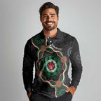 Australia Bowel Cancer Awareness Month Long Sleeve Polo Shirt Brave Strong Aboriginal Art