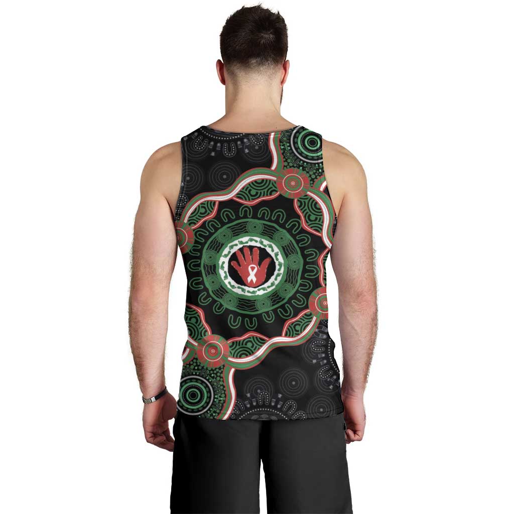 Australia Bowel Cancer Awareness Month Men Tank Top Brave Strong Aboriginal Art