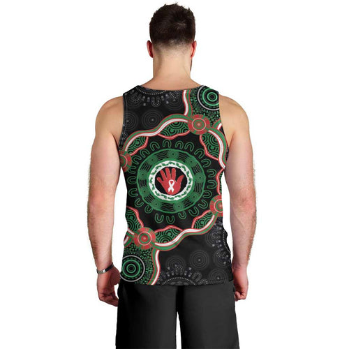 Australia Bowel Cancer Awareness Month Men Tank Top Brave Strong Aboriginal Art