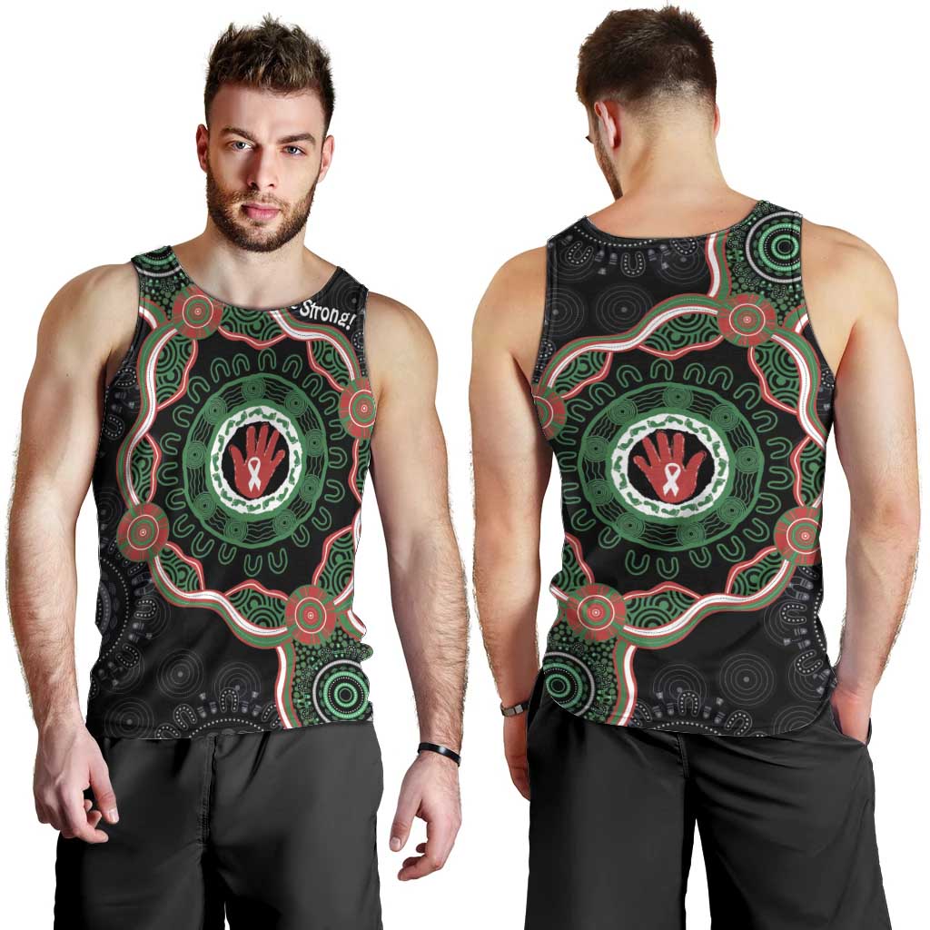 Australia Bowel Cancer Awareness Month Men Tank Top Brave Strong Aboriginal Art