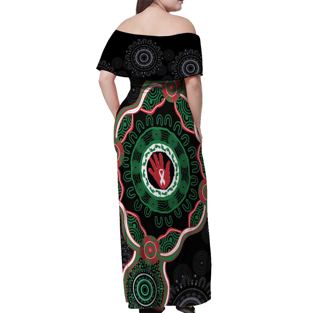 Australia Bowel Cancer Awareness Month Off Shoulder Maxi Dress Brave Strong Aboriginal Art