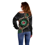Australia Bowel Cancer Awareness Month Off Shoulder Sweater Brave Strong Aboriginal Art