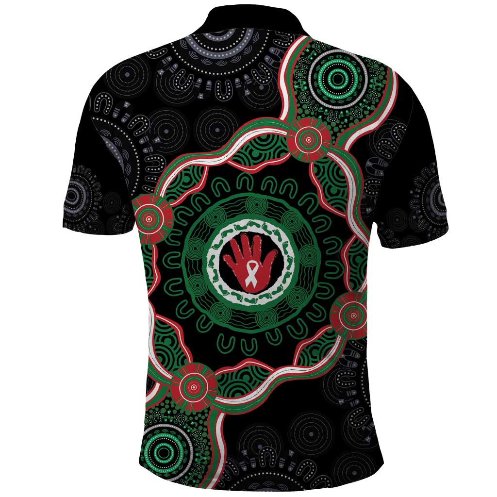 Australia Bowel Cancer Awareness Month Polo Shirt Brave Strong Aboriginal Art