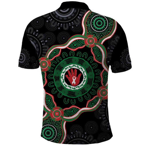Australia Bowel Cancer Awareness Month Polo Shirt Brave Strong Aboriginal Art