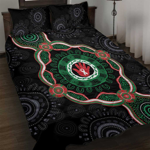 Australia Bowel Cancer Awareness Month Quilt Bed Set Brave Strong Aboriginal Art